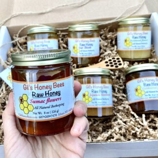 six raw honey jars gift box